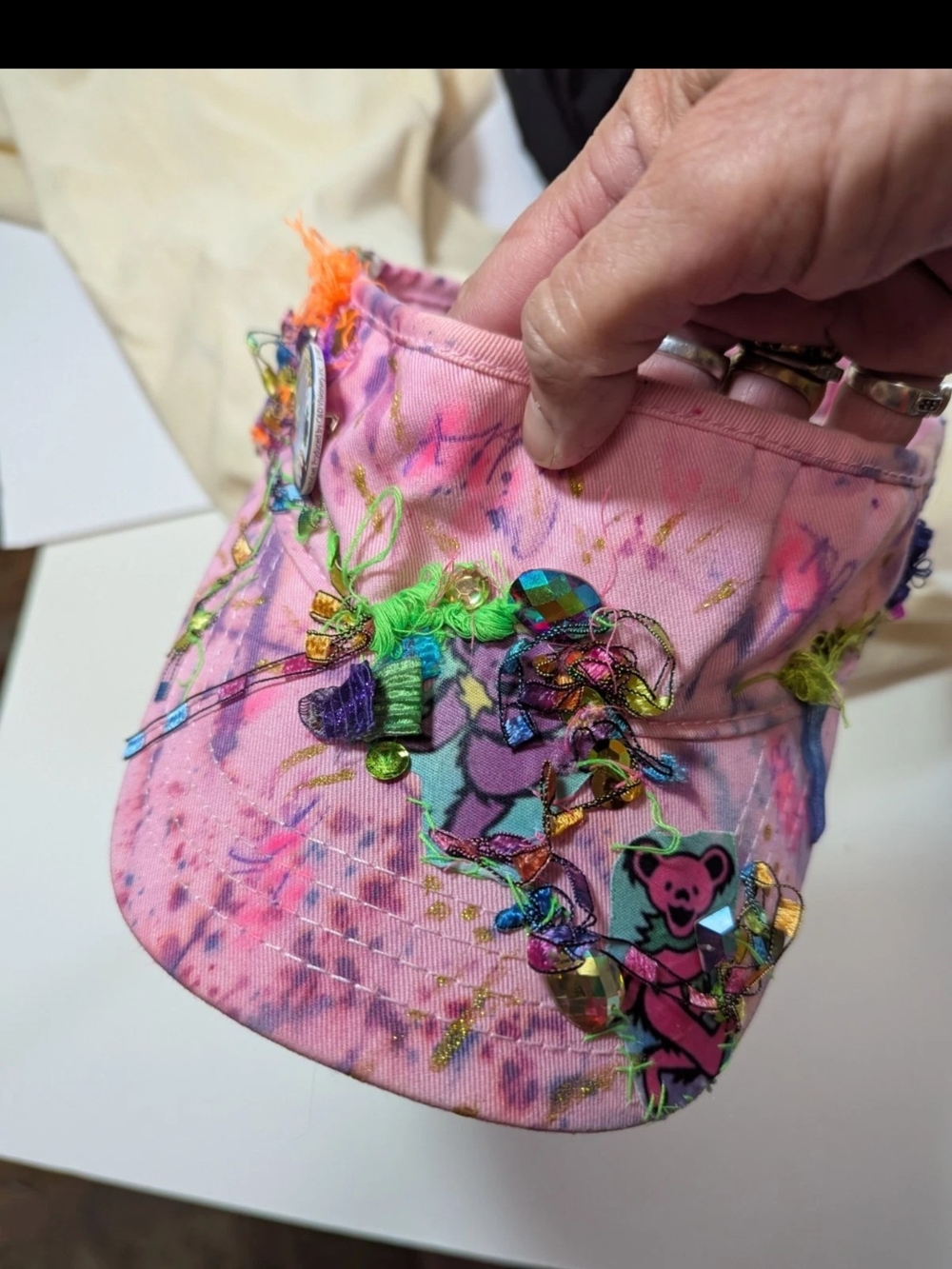 Grateful Dead Dancing Bear Tie Dye Visor Hippie Festival